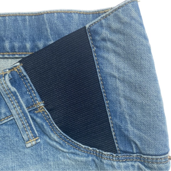 NWOT Isabel Maternity Under Belly Side Panel Blue Jean Midi Shorts Size 8 - Picture 2 of 7